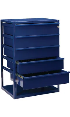 Image de Armoire de comptoir LOGS 190 H795xL540xP390mm 5 tiroirs tablettes bleu RAL 5022