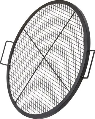 Immagine prodotto di SucceBuy 30 pollici rotondo X-Marks fuoco pit grill nero, acciaio robusto, portatile con maniglia per il campeggio, barbecue, feste all'aperto