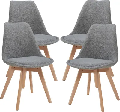 Immagine prodotto di Sedia da pranzo 'Fläten' set di 4 sedie imbottite bouclé grigio