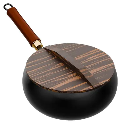 Image de Poêle en fonte, revêtement antiadhésif, poignée ergonomique, noire