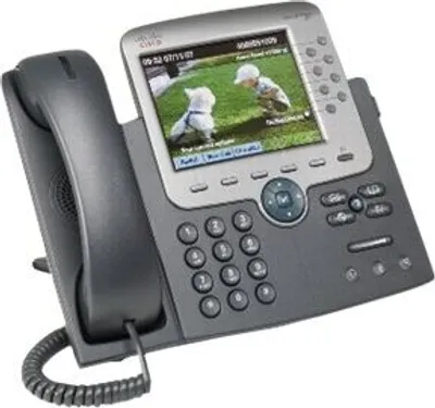 Produktbild von Cisco IP-7975G Telefon, Farbdisplay, Rufnummernanzeige, Freisprechfunktion, Video-Telefonie, Ethernet