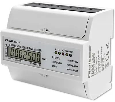 Obrázek produktu pro Qoltec Three phase electronic meter DIN rail 400V 100