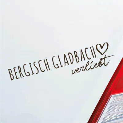 Produktbild von Auto Aufkleber Bergisch Gladbach verliebt Herz Stadt Heimat Liebe Car 19x4 cm Braun Sticker Heckscheibenaufkleber