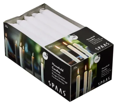 Produktbild von SPAAS 20 Haushaltskerzen 19/180 mm, ± 6 Stunden - weiß