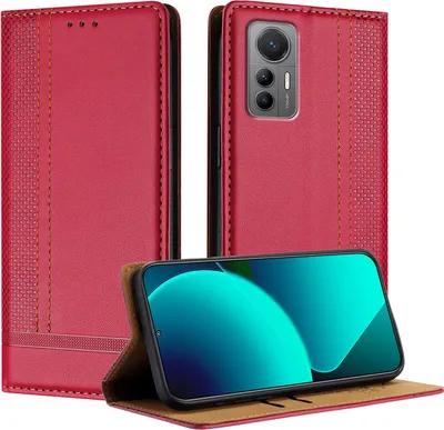 Image de Etui pour Xiaomi 12 Lite étui en cuir avec fonction stand rouge