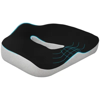 Produktbild von Sitzkissen – Sitzkissen aus Memory-Schaum – Bürostuhl-Sitzkissen – mit rutschfester Unterseite – geeignet für Bürostühle und Rollstühle – Schwarz