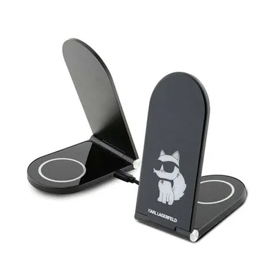 Obrázek produktu pro Karl Lagerfeld Choupette Magsafe Indukční Nabíječka 15W, Skládací 2V1 - Černá
