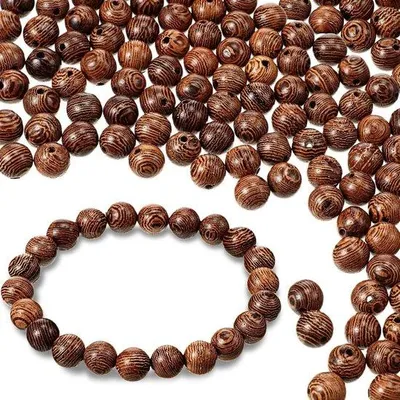 Zdjęcie produktu dla 500 różnych ciemnobrązowych drewnianych koralików - afrykańskie ręcznie robione koraliki - 8 mm - bransoletki i biżuteria