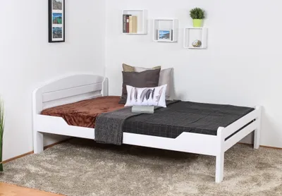 Produktbild von Einzelbett / Gästebett "Easy Premium Line" K5, 140 x 200 cm Buche Vollholz massiv weiß lackiert