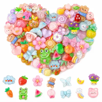 70 Slime-Charms für Handyhüllen, Kawaii, Harz, DIY, bunt