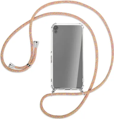 Produktbild von Handykette Backcover-Schutzhülle mit Band (Metall silberfarben) für Sony Xperia XA - Rainbow