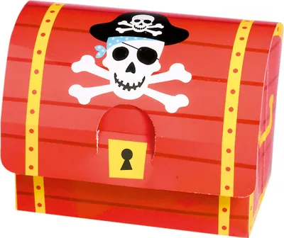 Produktbild von Amscan "Pirates Map" - 8 Piraten Schatzkisten Geschenkboxen aus Papier 399900 | Kinder Geburtstag Pa