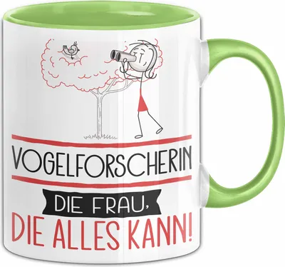 Produktbild von Vogelforscherin Geschenk Tasse Becher Die Frau Die Allen Kann Geschenkidee für eine Vogelforscherin Lustig (Grün)