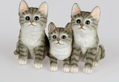 Produktbild von Katze Katzen Familie Paar Deko Garten Tier Figur Kätzchen Skulptur Statue Kater