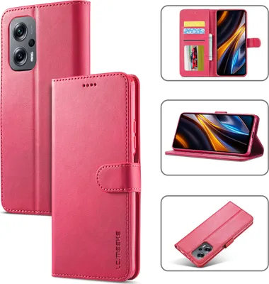 Produktbild von Xiaomi Poco M5 Hülle, Klapphüllen Brieftasche Leder Magnetverschluss Ständer Schutzhülle für Xiaomi Poco M5 / Poco M4 5G Rosa