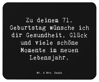 Produktbild von Mr. & Mrs. Panda Mousepad Spruch 71. Geburtstag - Schwarz - Geschenk, pc mausunterlage, Happy Birthday, Alter, unvergessliches Jahr, Mauspad, Feierlichkeiten, mausteppich