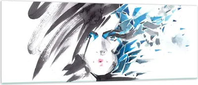 Produktbild von Bilder auf glas - Frau Gesicht Illustration Make-up - 140x50cm - Glasbilder - Wandbilder - Kunstdruck - Wanddekoration aus Glas - Glas Bilder - Wandbild auf Glas - GAB140x50-3020