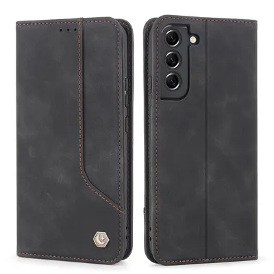 Obrázek produktu pro RetroPolyuretankožené pouzdro pro Samsung Galaxy S22 Plus 5G peněženkový design pouzdro s držákem na karty a stojánkem černé