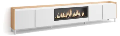 Immagine prodotto di Mobili TV effetto legno Bianco Rovere 315x35x61cm camino effetto fuoco