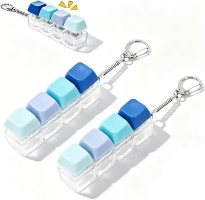 Image de Jouet anti-stress en forme de clavier - Lot de 2. Porte-clés en forme de touches de clavier - Claviers à clics linéaires - Claviers