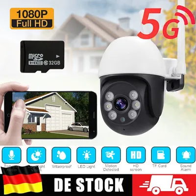 Produktbild von 360°HD Überwachungskamera Outdoor mit 2,4/5GHz WiFi, Personen-/Fahrzeugerkennung, PIR-Sensor, 2-Wege-Audio