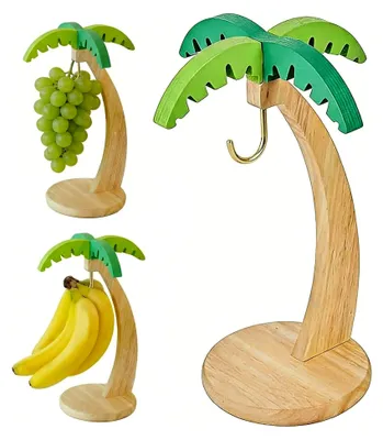 Produktbild von Bananenhalter Holz Bananenständer mit Bananenhaken, Lustige Küchen Gadgets Bananenbox, Obstaufbewahrung für Zuhause, Ideal für Monkey Liebhaber Aufbewahrung Lustige Obstständer Haushalt