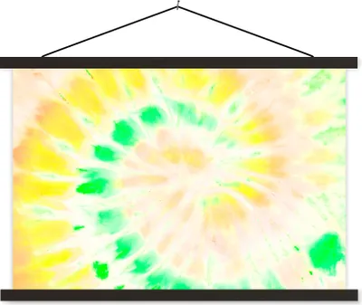 Produktbild von MuchoWow® Textilposter Krawattenfärbung - Gelb - Grün 60x40 cm mit schwarzem Rahmen - Hölzernes