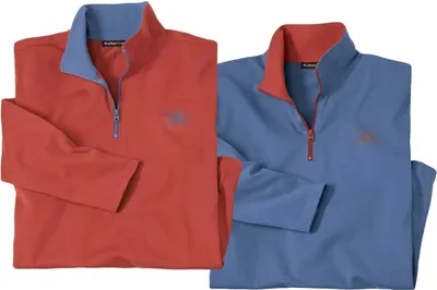 Produktbild von Atlas For Men - Oberteil mit halbem Reißverschluss für Herren (2er-Pack) AF569 (4XL) (Rot/Blau/Terrakotta)