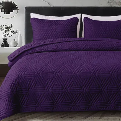 Image de Housse de couette en microfibre douce avec taies d'oreiller, 240x260cm, Violet