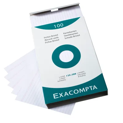 Image de Exacompta - Carte système Exacompta 125x200mm ligne blanche | 12 pièces