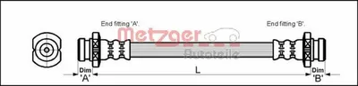 Produktbild von METZGER 4110611 Bremsschlauch für CHEVROLET MATIZ (M200, M250) für DAEWOO Matiz Schrägheck (M100, M150)