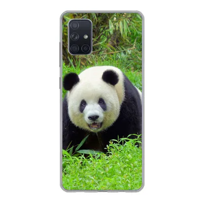 Produktbild von MuchoWow® Handyhülle Schutzhülle Hülle für Samsung Galaxy A71 Panda - Gras - Tier Silikon Softcase Handy Hülle - Kartenbesitzer