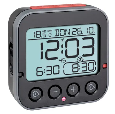 Image de TFA-DOSTMANN 60.2550.01 Réveil radio noir Alarmes 2