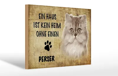 Produktbild von Holzschild Spruch 30x20cm Perser Katze ohne kein Heim