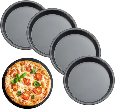 Imagen del producto de Molde redondo para pizza de acero al carbono, 15 cm de diámetro, con revestimiento antiadherente, ideal para pizzas y tartas