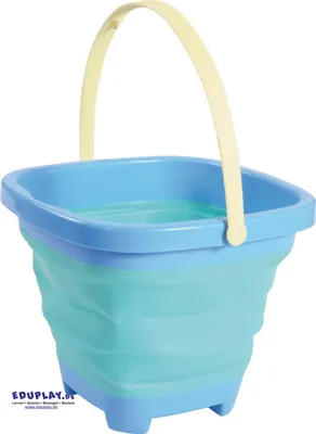 Produktbild von EDUPLAY 160256 Faltbarer Eimer, 2 L, quadratisch, platzsparend 18,5 x 18,5 cm, 4,7-15,5 cm hoch, blau