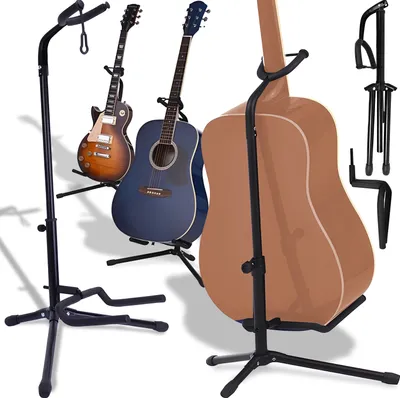 Produktbild von Gitarrenständer Gitarrenhalter Gitarre Ständer Stativ Gitarren E-Gitarre Instrument-Rack Acoustic Klassische Violine Electric Bassgitarre Schwarz Retoo