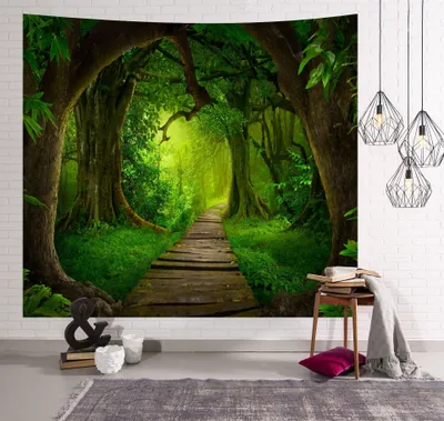 Image de Tapisserie avec paysage naturel, forêt, plage, lac, arbres, nuages de pierre, tapisserie, vue esthétique, tapisserie pour chambre, salon (230 cm x 180 cm,couleur 11)
