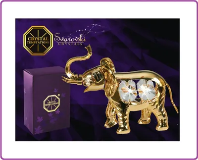 Produktbild von CRYSTAL TEMPTATIONS - Elephant Elefant 3614 Swarovski-Kristall 24k vergoldet 90 x 75mm