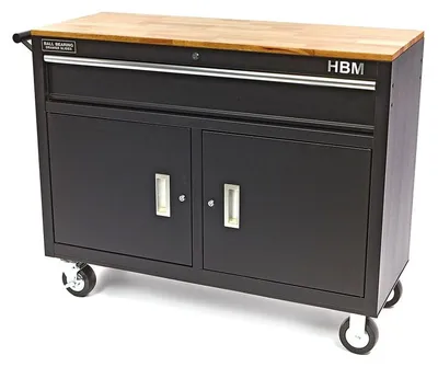 Produktbild von HBM 117 cm Professioneller mobiler Werkzeugwagen/Werkbank - SCHWARZ