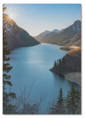 Produktbild von POSTER - 42x59 cm (A2) - Lunori - Majestätische Berge, See, Sonne, Harmonie der Natur -  Wandbild für Wohnzimmer Schlafzimmer & Flur, Modernes Poster Wanddeko, Ungerahmt