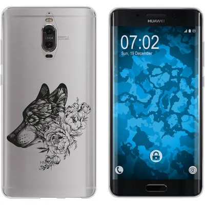 Produktbild von PhoneNatic Case kompatibel mit Huawei Mate 9 Pro Silikon-Hülle Floral Wolf M3-1