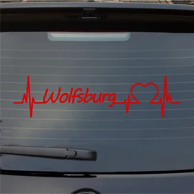 Produktbild von Heckscheibenaufkleber Wolfsburg Herzschlag Puls Stadt Liebe 55x14 cm Rot Auto Aufkleber Sticker