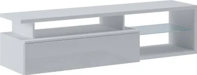 Produktbild von Fernsehschrank Baltico, Ständer für Wohnzimmerfernseher, Niedriges Wohnzimmer-Sideboard, TV-Ständerbasis, 160x38h41 cm, Weiß und Glänzendes Weiß
