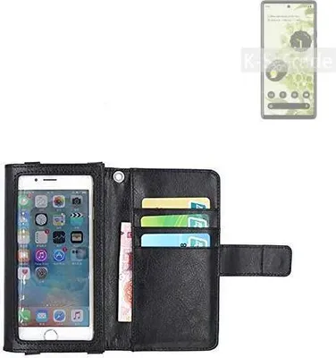 Produktbild von K-S-Trade Handy Hülle Schutz Hülle Kompatibel mit Google Pixel 6 Case mit Displayschutz / Schutzfolie Flip Cover Wallet case Etui Hülle schwarz