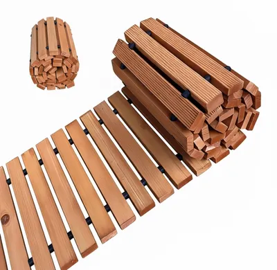 Holz-Rollpfad 245x43 cm, aufrollbarer Gartenweg, Natur