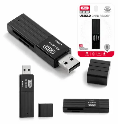 Zdjęcie produktu dla XO czytnik kart 2w1 DK05A USB 2.0 czarny