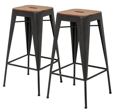 Produktbild von home24 Barhocker - 2er-Set - Akazie Massiv / Metall