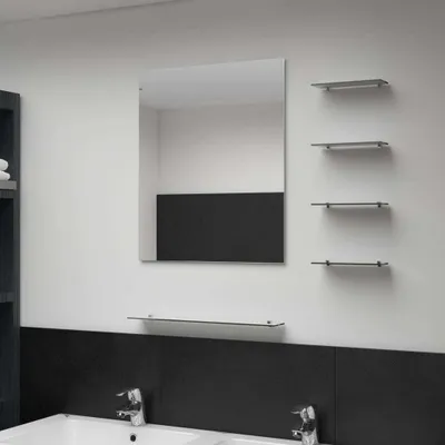 Obrázek produktu pro The Living Store Nástěnné zrcadlo s 5 policemi stříbrné 50×60 cm