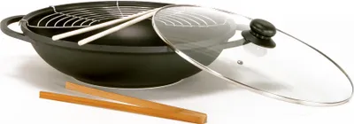 Immagine prodotto di KARL KRÜGER Leipzig wok Ø36 cm in fusione di alluminio con coperchio in vetro e accessori